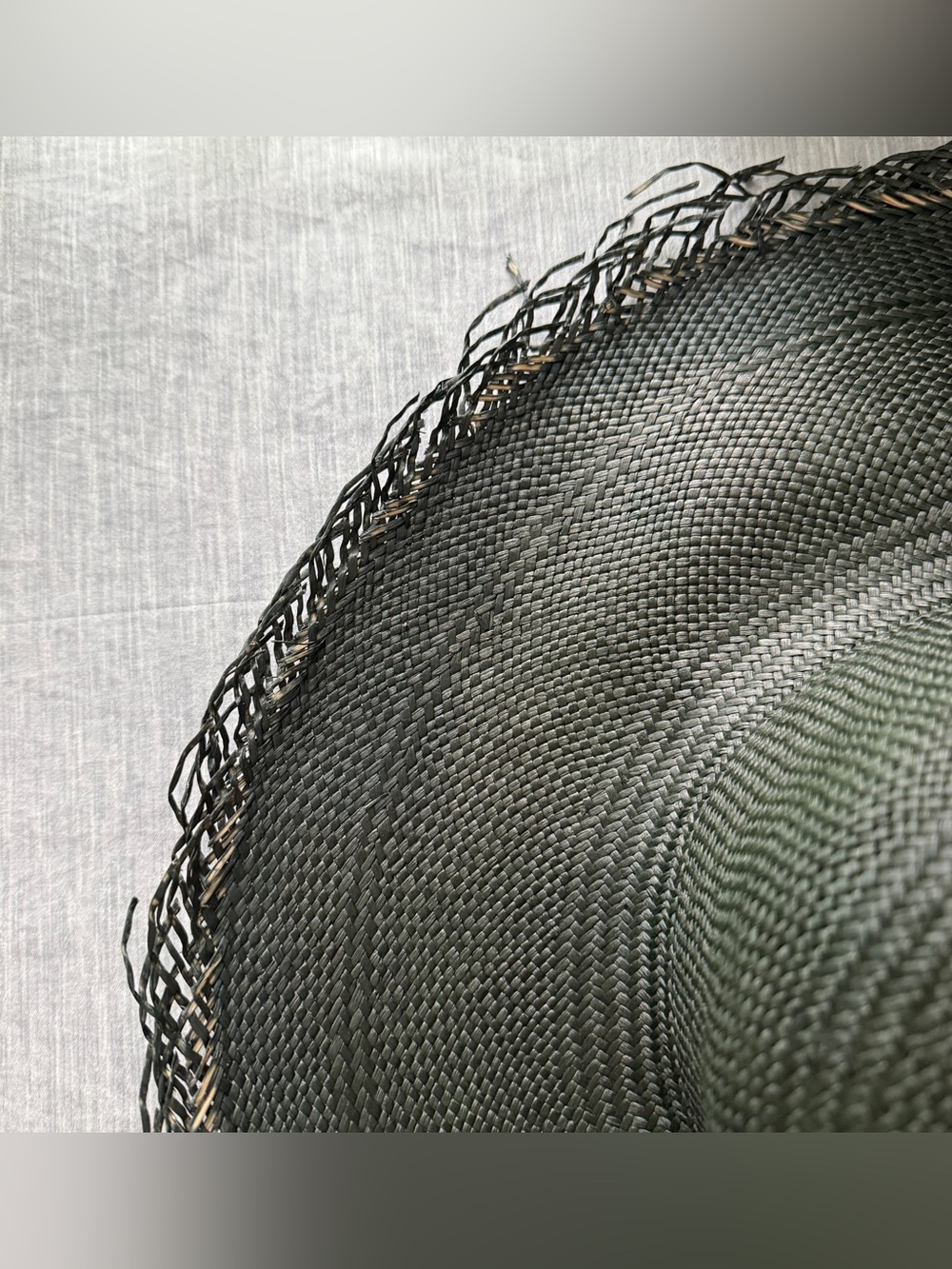 NWT Helen Kaminski Wide Brim Raffia Hat Dark Green Raw Edge 80s Deadstock - Picture 9 of 10